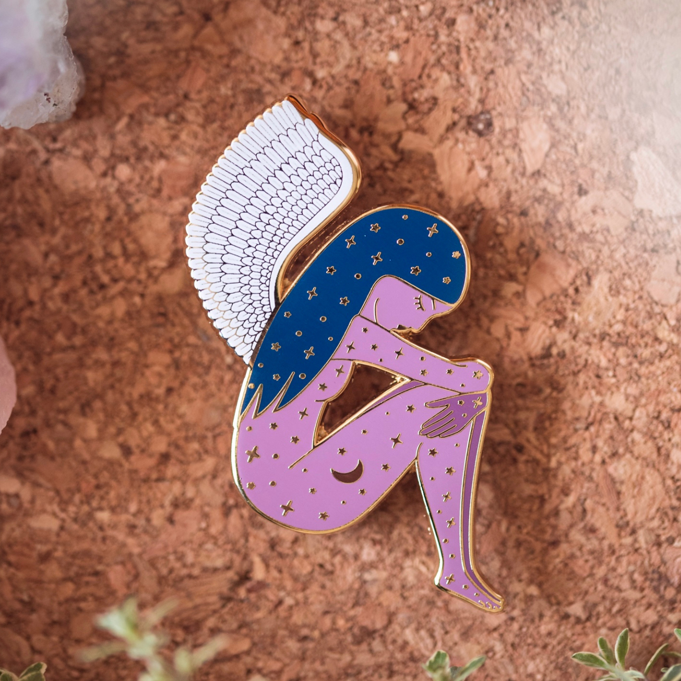 GODDESS OF REFLECTION ENAMEL PIN, PURPLE AND GOLD