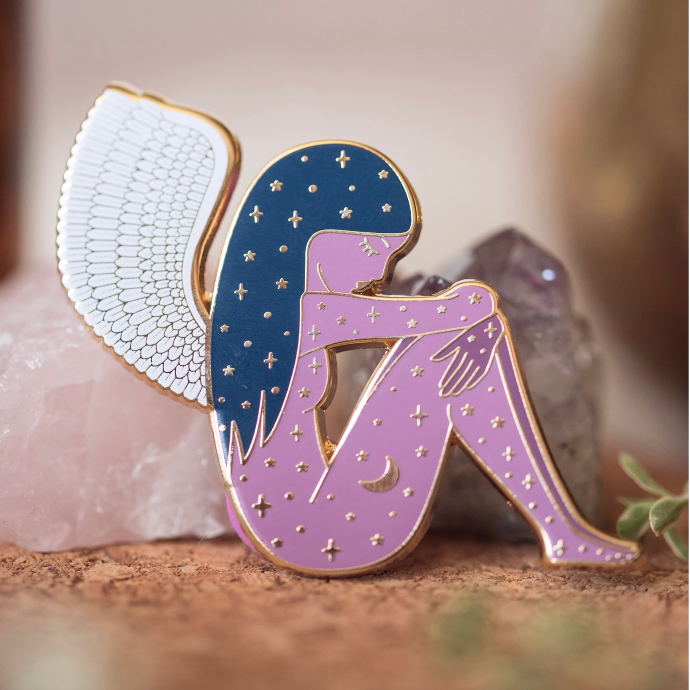 GODDESS OF REFLECTION ENAMEL PIN, PURPLE AND GOLD