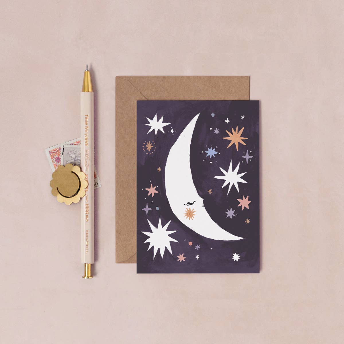 Sleeping Moon Mini Greeting Card