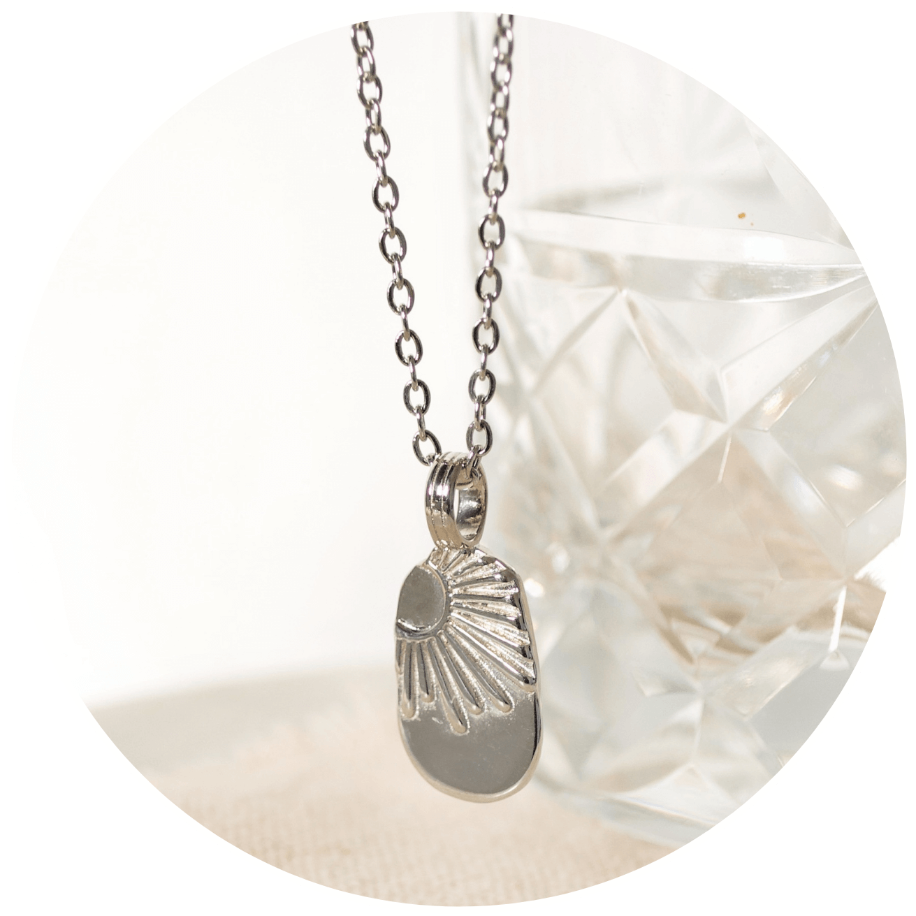 CELESTIAL BEAM PENDANT NECKLACE, SILVER