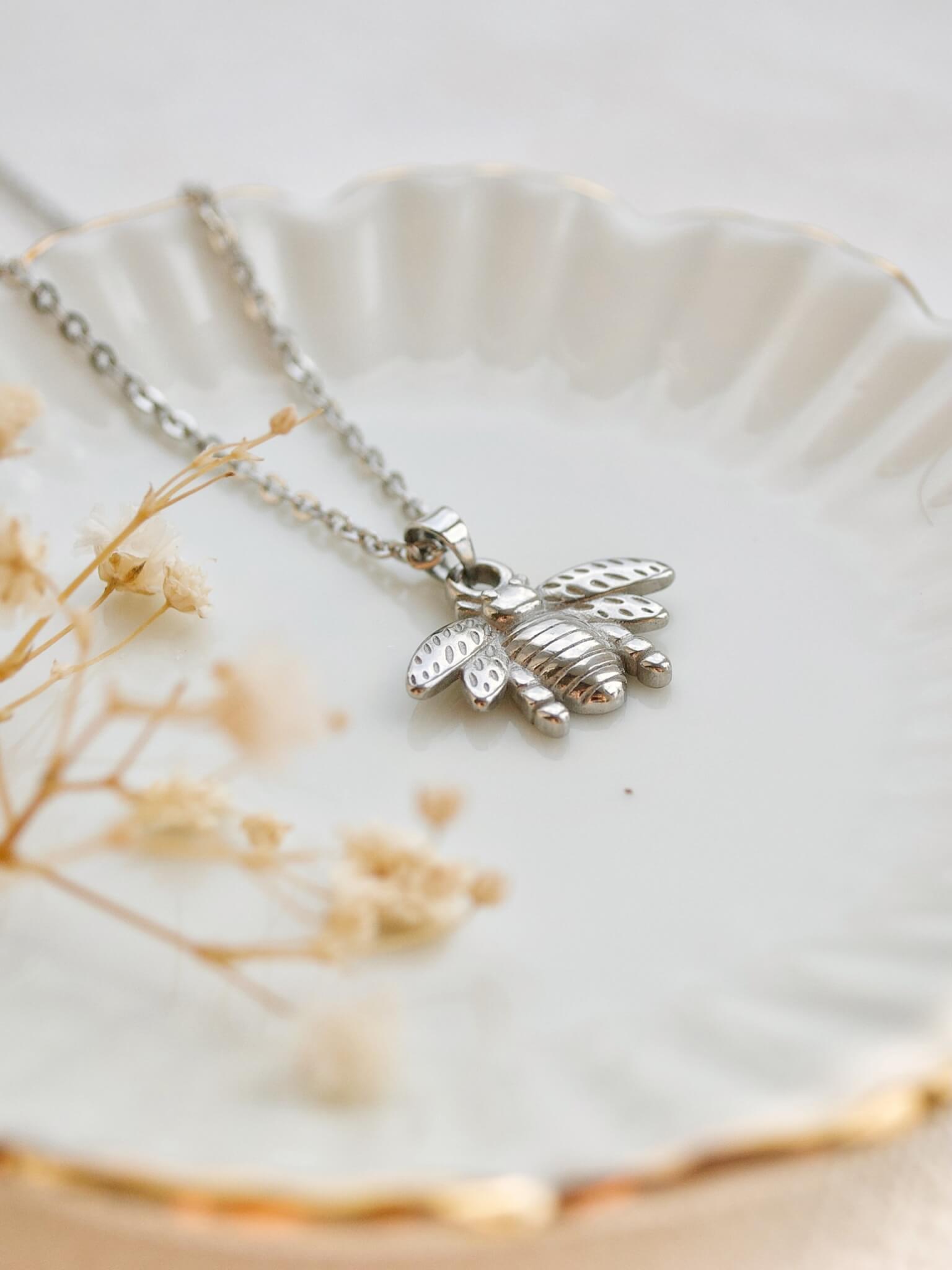 THE WINGED BUMBLEBEE PENDANT NECKLACE, SILVER